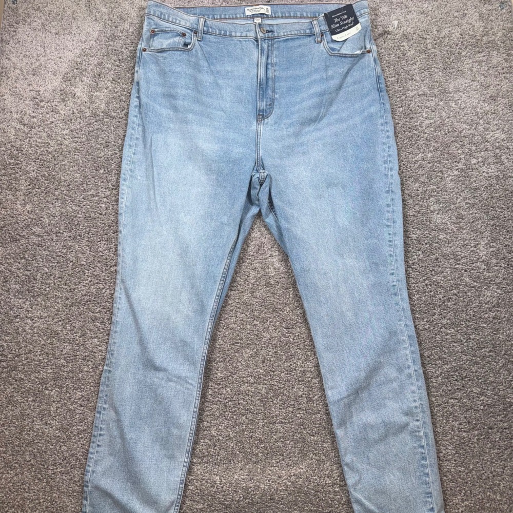 Abercrombie & Fitch 90s Slim Straight Curve Love Women Stretch Blue 20L NEW